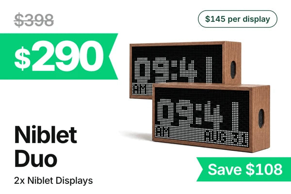 Niblet Duo: two Niblet Pixel Displays, $290 USD