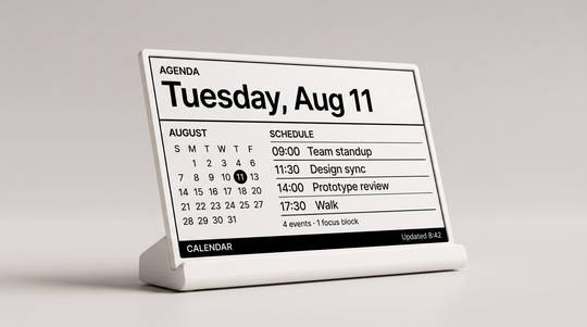 Niblet Paper close product view showing a daily agenda