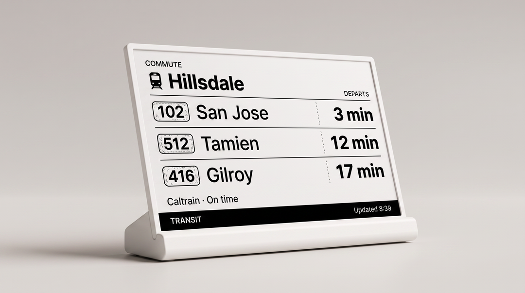 Niblet Paper close product view showing transit departures