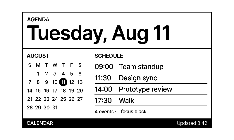 Niblet Paper daily agenda monochrome screen concept