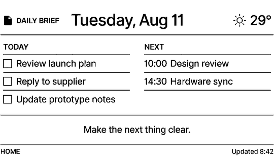 Niblet Paper daily brief monochrome screen concept