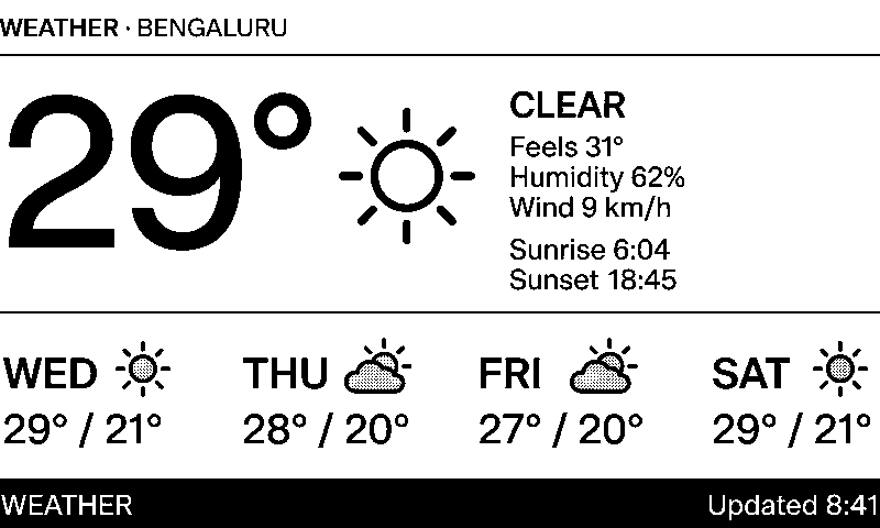 Niblet Paper detailed weather monochrome screen concept