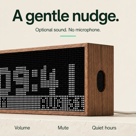 Optional speaker with volume, mute and quiet-hour controls